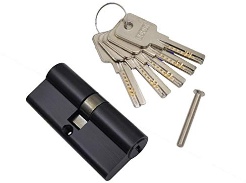 Türknauf-Türschloss, Zylinder, Hochsicherheits-Knaufzylinder-Zylinderschloss, Schließzylinder, komplett aus Messing, schwarzes Zylinderschloss, Tür- und Fenstersicherheit, 70-mm-Zylinder, Wohnzimmer-S