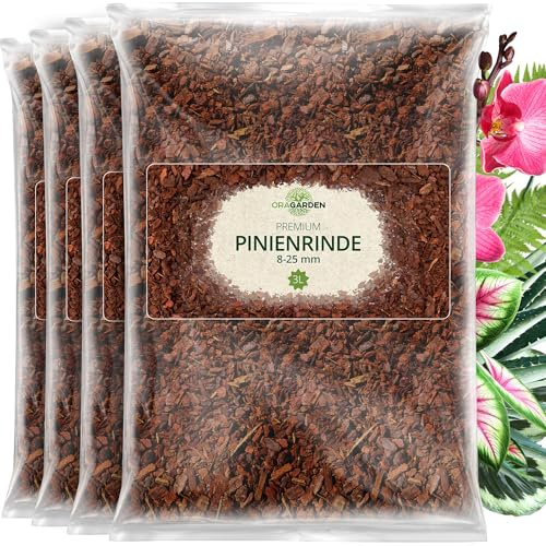 ORAGARDEN Pinienrinde Pinienmulch Rindenmulch Dekorinde Terrarienerde 10-20 mm (12L)
