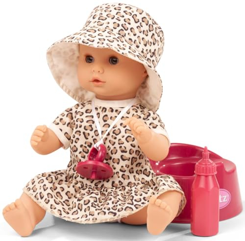 Götz 2453153 Sleepy Aquini Mädchen Cats - 33 cm große Badepuppe mit braunen Schlafaugen, ohne Haare in 7-teiligem Set - Babypuppe ab 18 Monaten