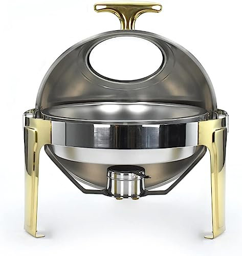 Buffet-Servierer und -Heizungen – Catering-Buffet-Lebensmittel-Heiztabletts, Tisch-Buffet-Heizungen, Catering-Lebensmittelpfannen, Portionskontrolltabletts für Event-Catering-Bankette (vergoldet 6 l
