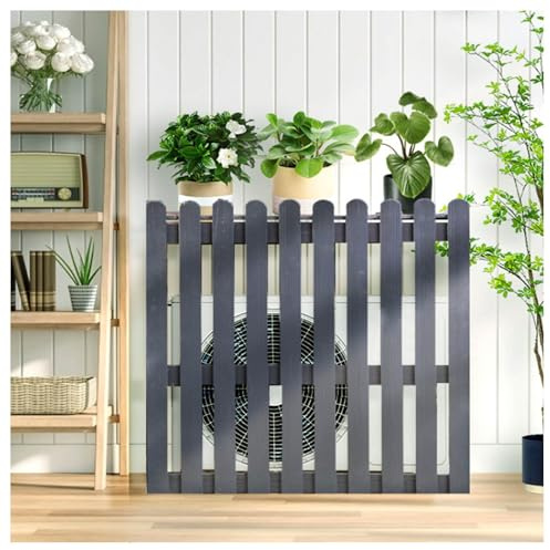 Large Air Conditioner Protective Cover Outside Hide Air Conditioner Rack Outside Unit Slatted Decorative Fence Enclosure 85x35x84cm, 105x45x95cm (Color : Grey, Size : 105x45x95cm)