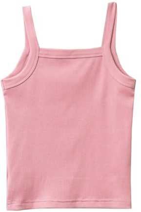 Tank Top Mädchen,Sommer Einfarbig Ärmellos Unterhemd-Tanktop,Gerippt Spaghetti-Träger Normale Passform Weste,Weiches Sommermode Oberteile T Shirts (Rosa, 5-6 Jahre)