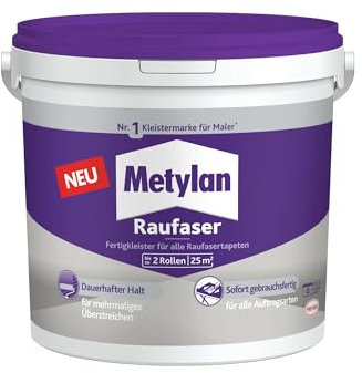 Metylan Raufaser Fertigkleister, sofort gebrauchsfertiger Tapetenkleister für Raufasertapeten, Kleister zum einfachen Tapezieren, 1x5kg