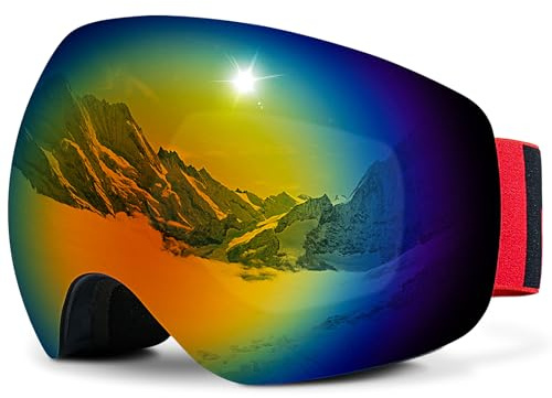 NENKI lunette de ski pour homme et femme, masque de ski anti-buée, masque de ski sans bordure UV 400, adapté au casque de ski, OTG masque skiboard