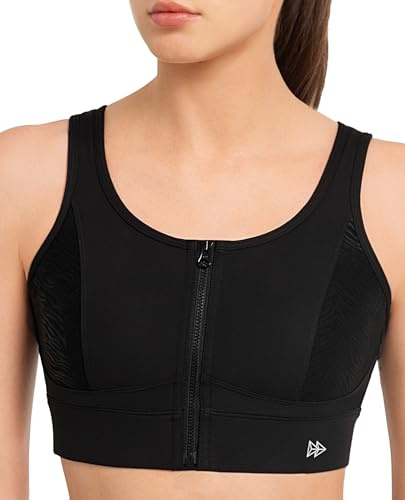 Yvette Sport BH Staker Halt Schönen Rücken Vorderverschluss Fitness Joggen Bra,Schwarz,L