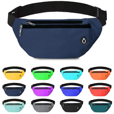Bauchtasche für Damen und Herren, Crossbody-Bauchtasche, wasserabweisend, Sport-Hüfttasche, Gürteltasche für Reisen, Wandern, Laufen, 1 Packung - Blau zum Selbermachen, Large, Bauchtasche