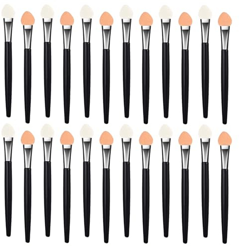 JIYIN 20 aplicadores de sombra de ojos, 7,3 cm, pincel de maquillaje de doble cara, pincel de sombra de ojos, pincel reutilizable para sombra de ojos y maquillaje