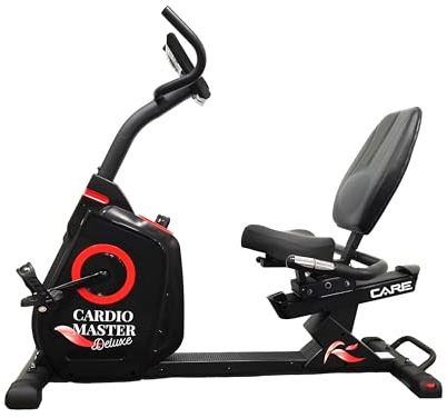 Care Fitness - Vélo Semi-Allongé - Cardio Master Deluxe - 7 Fonctionnalités - 32 Niveaux - 24 Programmes - Siège Réglable - Pédales Lestées - Pédalage Fluide et Silencieux