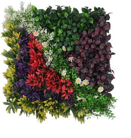 Filteilect Pantalla de privacidad para jardín, panel de pared de flores artificiales, protección UV, impermeable, cubierta de valla de plantas, telón de fondo decorativo, 50 x 50 cm (C)