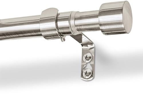 Harbour Housewares Extendable Metal Curtain Pole with Brackets - 77 to 250cm - Brushed Nickel - 1x Long Telescopic Adjustable Bay Window Bedroom Door Rod Rail for Eyelet & Rings Curtains