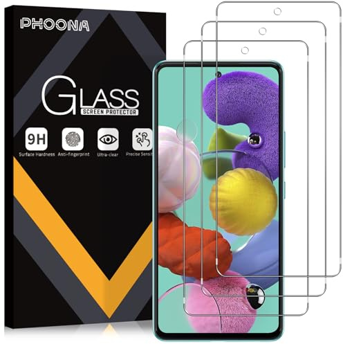 Phoona 3 Stück Schutzfolie für Samsung Galaxy A51 für Panzerglas, 9H Härte, 0.33mm HD Displayschutzfolie, Full Screen Stoßfest Frei von Kratzern, Ultra-klar für Samsung A51 Panzer Schutz Glas