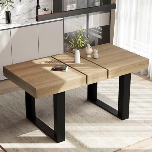 GRAVFORCE Extendable Dining Table 4-6 Seater Kitchen Dinner Table 120-160cm Wooden Expandable Dining Tables for Restaurant Home Living Room Natural Wood