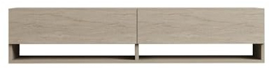 Meuble TV suspendu 2 portes basculantes effet travertin SIENNA - Beige
