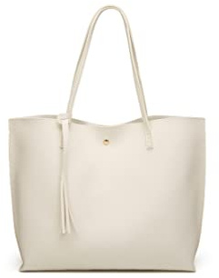 Dreubea Schultertasche Damen aus weichem Kunstleder mit Quasten, Weiá (weiß), Medium