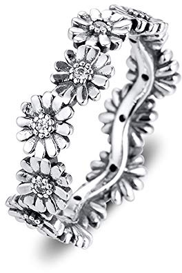 2020 primavera brillante margarita flor corona anillos para mujer plata 925 DIY se adapta a pulseras originales Pandora encanto joyería de moda (52 #)