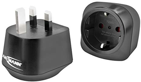 ANSMANN Reiseadapter UK - Schuko Reisestecker EU to England mit Schutzklasse 1 & 2 - Travel Adapter für Reisen nach Malediven Mauritius Seychellen Singapur Belize Hongkong Indonesien Irland Vietnam