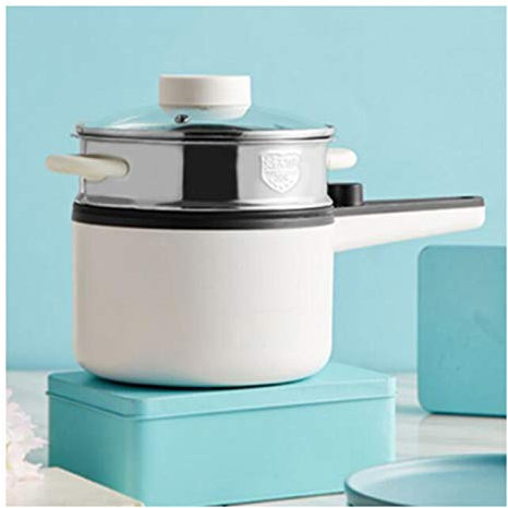 Lihuzmd Hervidor De Huevos, Vaporera Eléctrica Multifunción Olla Caliente 1.2L Olla Eléctrica para Fideos Olla Hirviendo Sartén Mini Olla De Vapor Apagado Automático,Blanco