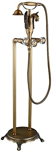 Retro Freistehende Wasserhahn Badewanne Armatur Doppel Badewannenarmatur Mischbatterie Dusche Armaturen Kupfer Armaturen Badezimmerarmatur Mischbatterie Badewanne-Bronze