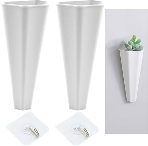 fuxunamz Wandvasen Pflanzer Hängende Blumentopf Dekor 10pcs-Weiß, Vase Hängetopf ohne Loch, Pflanzgefäße Kunststoff Wand Pflanz, Topf Gefäß Wandgefäß Blumentopf für Sukkulenten Zuhause Büro Garten