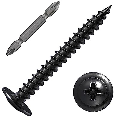 (100 pcs)#8×2 Black Truss Head Wood Screws Quick Metal Self Tapping Zinc Oxide