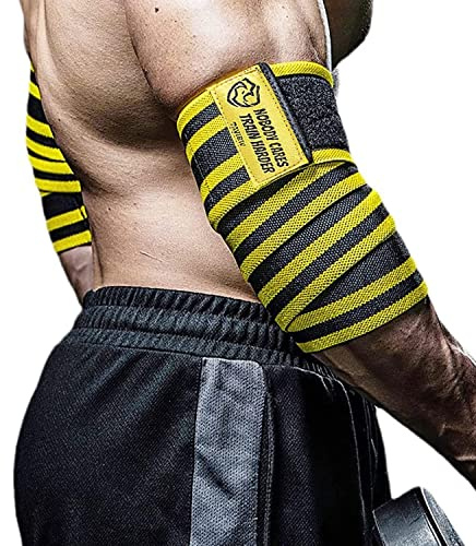 TAVIEW Elastiska armbågsskydd för tyngdlyftning (1 par 119,4 cm elastisk armbågsskydd och kompression för tyngdlyftning, fitness, träning och gymnastik
