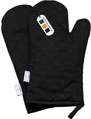 LAFFAIR Oven Mitts Premium Non-Slip Silicone Oven Gloves Heat Resistant - Oven Mitt Stylish & Versatile Kitchen Protection Oven Mitts Heat Resistant Black