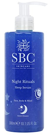 SBC Skincare Nachtserum mit Lavendel und Vetiver Infusion, 300 ml, Nachtserum, um Ihnen beim Einschlafen zu helfen, beruhigt und entspannt die Sinne – Gesichtsserum – Night Rituals Sleep Serum