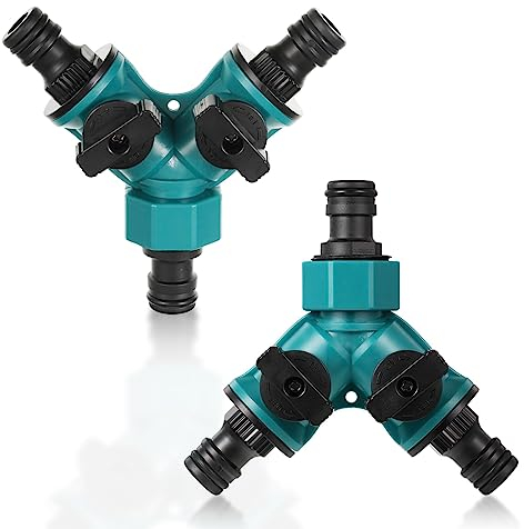 2 Wege Schlauch Rohr Verteiler, Gartenschlauch-Wasserverteiler, Wasserleitungsanschlüssen für Y-Förmig Schlauchverbinder Rohr Verbinden Gartengeräte Schläuche (2 Stück)