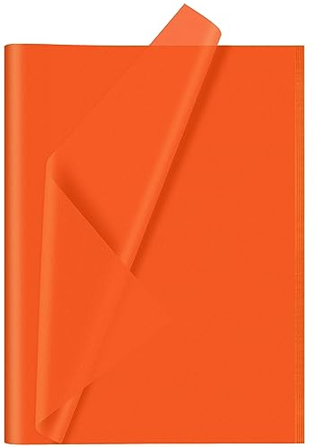CHRORINE 60 Blatt Orange Seidenpapier für Halloween Thanksgiving - Geschenkverpackung, DIY Basteln, Dekor, Geburtstag, Feiertagsparty (50,8 x 36,8 cm)