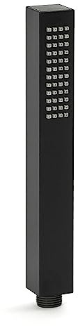 Doccetta quadrata in ABS nero opaco, monogetto con ugelli anticalcare e attacco standard G 1/2”