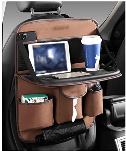 Schwarzer Auto-Rücksitz-Organizer, mit Faltbarer Ablage, Getränkehalter und Mehreren Taschen, Aufbewahrungstasche für den Auto-Rücksitz, multifunktionaler Autositzschutz, Anti-Kick-Matten, einfach zu