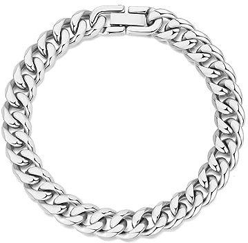 Philip Jones Men's 9mm Stainless Steel 7.5 Inch Curb Chain Bracelet