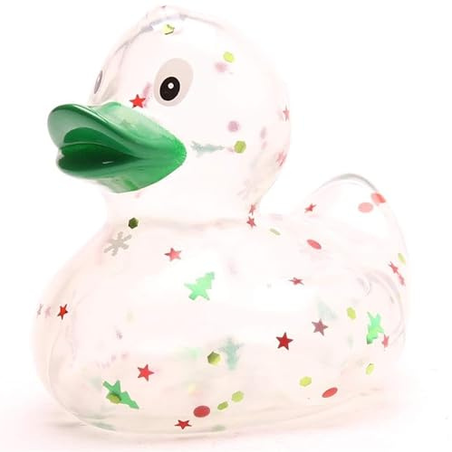 Badeente Xmas Glitzer - grüner Schnabel I Quietscheente I Gummiente weihnachtlicher Glanz I Xmas Motive