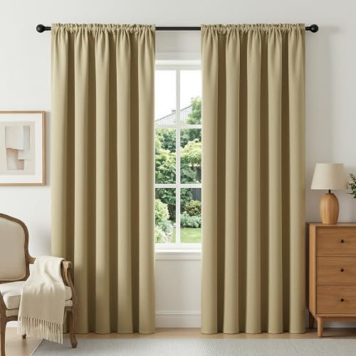 CUCRAF Verdunkelungsvorhänge, 213,4 cm Länge, 2 Paneele, Stangentasche, Raumverdunkelungsvorhänge für Schlafzimmer, Wohnzimmer, isoliert, Thermisch, lichtblockierend, 132 x 213 cm (B x L)