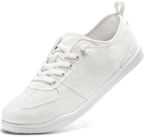 STQ White Slip on Sneakers Women Walking Shoes Orthopedic Casual Low Top Fashion Canvas Tennis Comfortable Classic Nursing Vanilla White Size 6