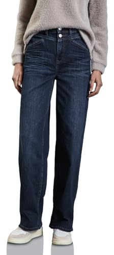 Street One A378543 Vaqueros de Pierna Ancha, Dark Blue Soft Wash, 32W / 32L Mujeres