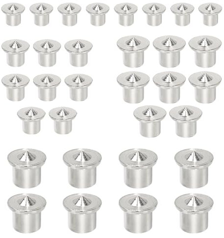 Aoyswuz 32 Pezzi Centro di Tasselli in Legno 6mm/8mm/10mm/12mm Perno Punti Centro, Perno di Centraggio Pins per Lavorazione del Legno Posizionamento Pin