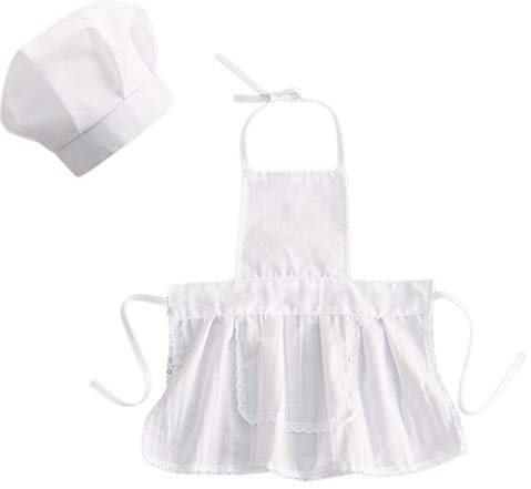 carotoe Kids White Apron And Hat Set Children Chef Costume For Cooking Baking Painting Newborn Baby Photography Props Outfits