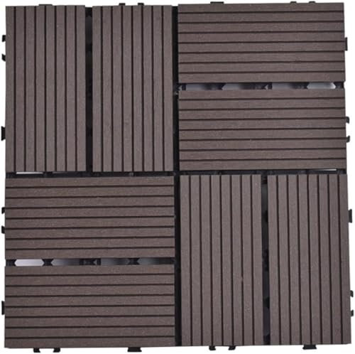 VUIKLCty 1 pz Legno plastica ad Incastro Pavimento Piastrelle Snap-on Balcone Esterno Piastrelle Prato Serra Giardino Patio terrazza pavimentazione(Coffee)