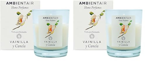 SEVENREEDS, Ambientair Home Perfume Vela aromática Vainilla y Canela, ambientador de vainilla y canela, Aromaterapia, Vela en vaso de cristal para interiores. Duración 30 horas, VV001VCAP