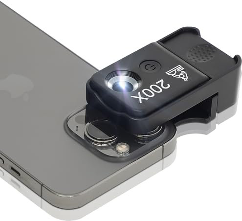 HidWee 200x Handy Mikroskop mit LED, Mini-Mikroskop Lupe für Smartphone Kamera mit CPL, Taschenmikroskop für Explore Micworld Digitales Kompatibel mit iPhone/Samsung/Xiaomi/Huawei