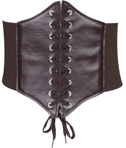 NJCXOLA Signora Cinture Stringate Donna Cintura Larga Elastica Cinturino in Vita in Pelle con lacci Corsetto elastico Cintura retrò Cinch