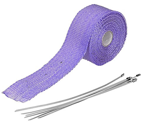 Ruban d'isolation Thermique de 5 M pour Tuyau d'échappement – ​​Film en Fibre de Verre avec 6 Attaches en Acier – Matériau de Protection Thermique en Forme de Feuille de