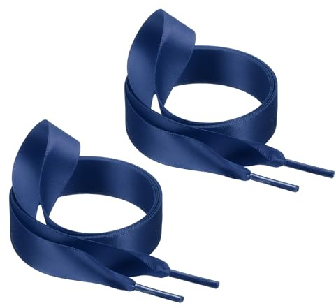 QUARKZMAN Cordones de Satén de 47, 3/4 de Ancho, Cordones Planos de Seda para Zapatos, Cordones para Zapatillas de Niñas y Mujeres, Decoración de Zapatos, Azul Marino