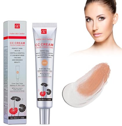 Crema Viso Colorata Con Centella Asiatica, 45 Ml Cc Cream Red Correct Cc Cream Color Correcting Crema Make Up Fondation Idratante, Migliora La Carnagione & Idrata (scuro)