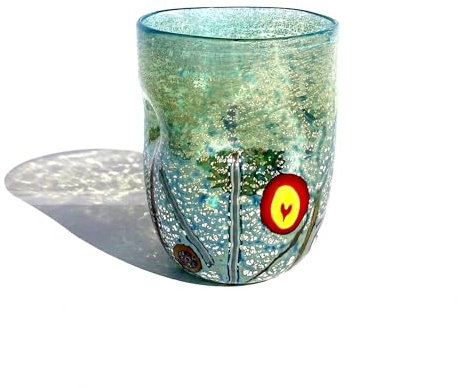 MAZZEGA ART & DESIGN - Murano Glas Giorgione, mundgeblasen und handgearbeitet auf der Insel Murano. Linie I Colori di Murano 350 ml. Made in Italy (Hellblau) (1, Hellblau)