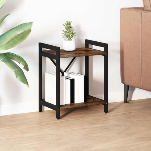 Frdhee Bücherregal, Regal Schmal, Büroregal, Offene Ablagen, Bücherregal Räuchereiche 40 x 30 x 48,5 cm Holzwerkstoff Für Küche Homeoffice Esszimmer Büro Wohnzimmer Schlafzimmer