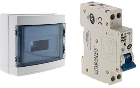 Zenitech - Coffret Électrique Étanche IP65 8 Modules avec Accessoires de Montage + Disjoncteur PH/N 20A NF pour Protection des Circuits Cumulus et Chauffe-Eau