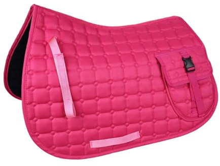 LeeQinersw Sattelunterlage für Pferde, Satteldecke mit Tasche, Stoßdämpfend, rutschfest, Geeignet für Reitausflüge Im Freien, Rosa