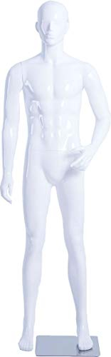 TonHan LM3-B schöne stehende männlich abstrakte weiß glänzend lackierte Schaufensterpuppe Schaufensterfigur Nase Mund Ohren Modern Maskulin Neu (Männlich, LM3-B)